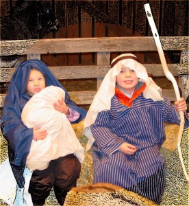 Dallin and Emma as Mary and Joseph with Baby Jesus